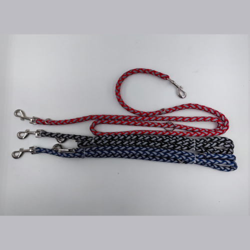 Adjustable reflective braided dog rope leash