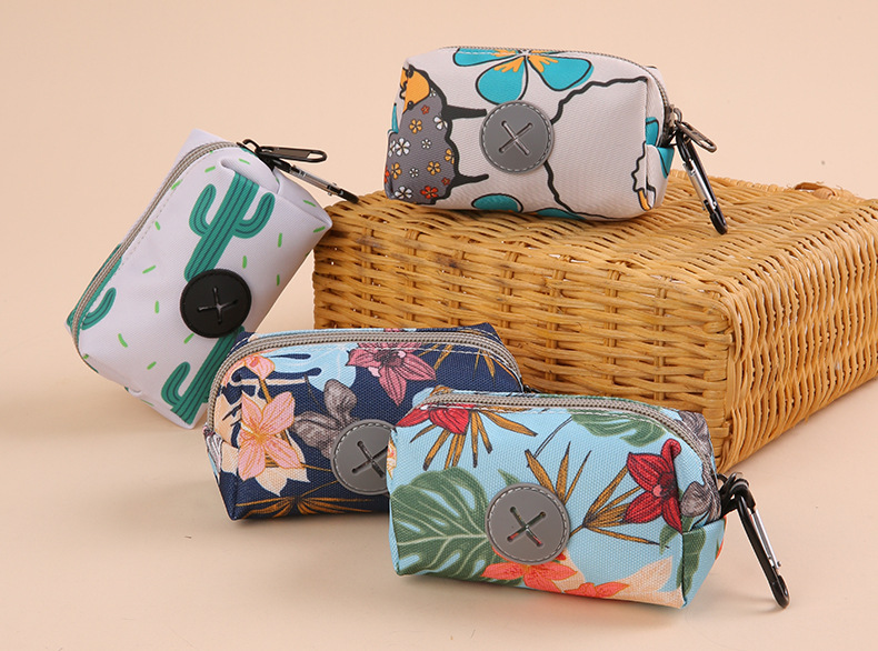 Pattern Print Neoprene Dog Poop Bag Holder - Pet Training Poop Dispenser, Leak-Proof
