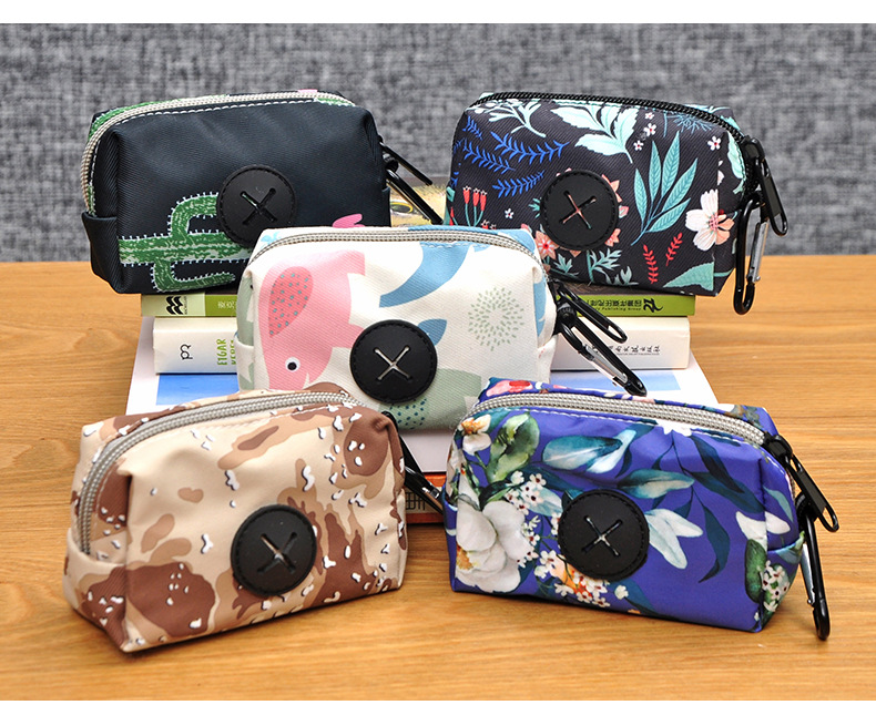 Pattern Print Neoprene Dog Poop Bag Holder - Pet Training Poop Dispenser, Leak-Proof