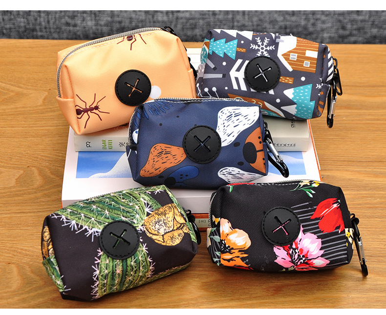 Pattern Print Neoprene Dog Poop Bag Holder - Pet Training Poop Dispenser, Leak-Proof